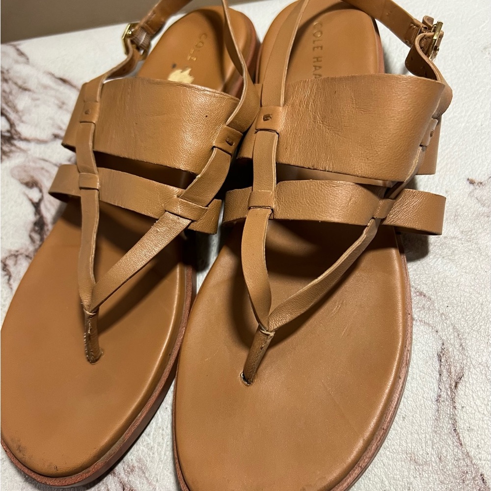 Cole Haan Finley Grand Brown Leather Sandal Size 8 Strappy - Picture 3 of 8